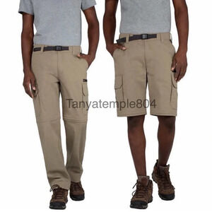 BC Clothing Men's Convertible Stretch Cargo Hiking Pants Shorts Zip Pocket